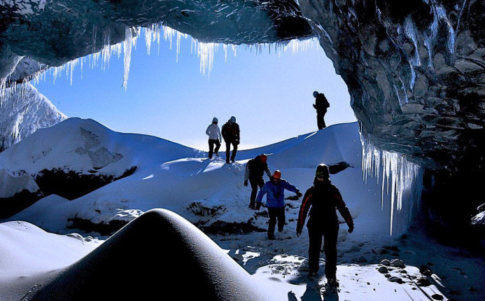 The beatiful ice caves in island