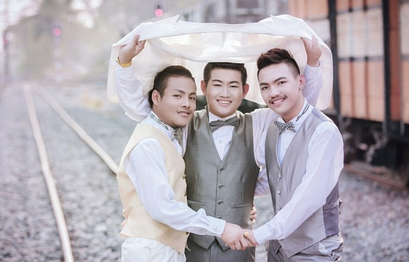 Three guys married each other in Thailand