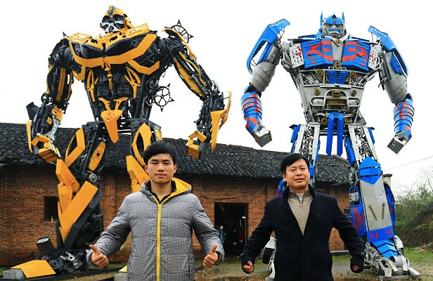 A father and son team have created replicas of the Transformers