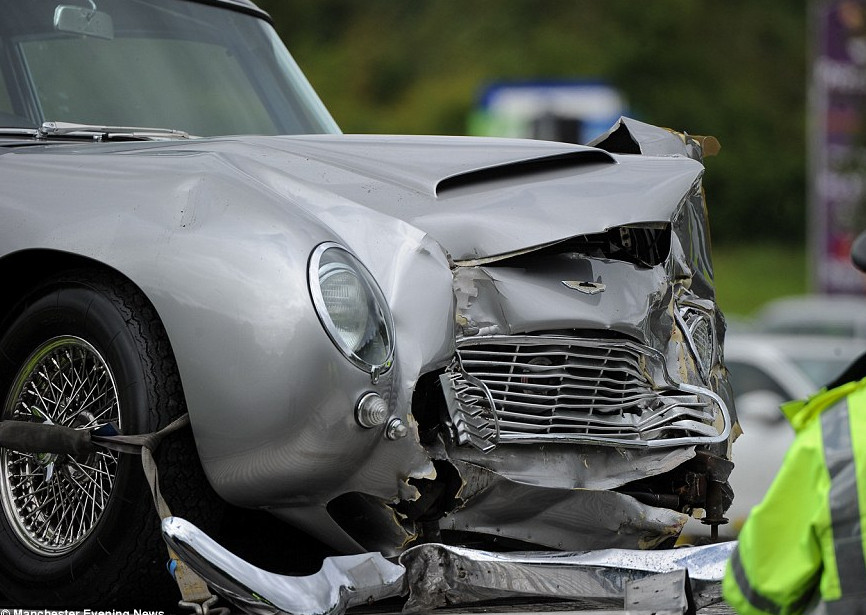 Aston Martin DB5 crash outside Manchester Airport